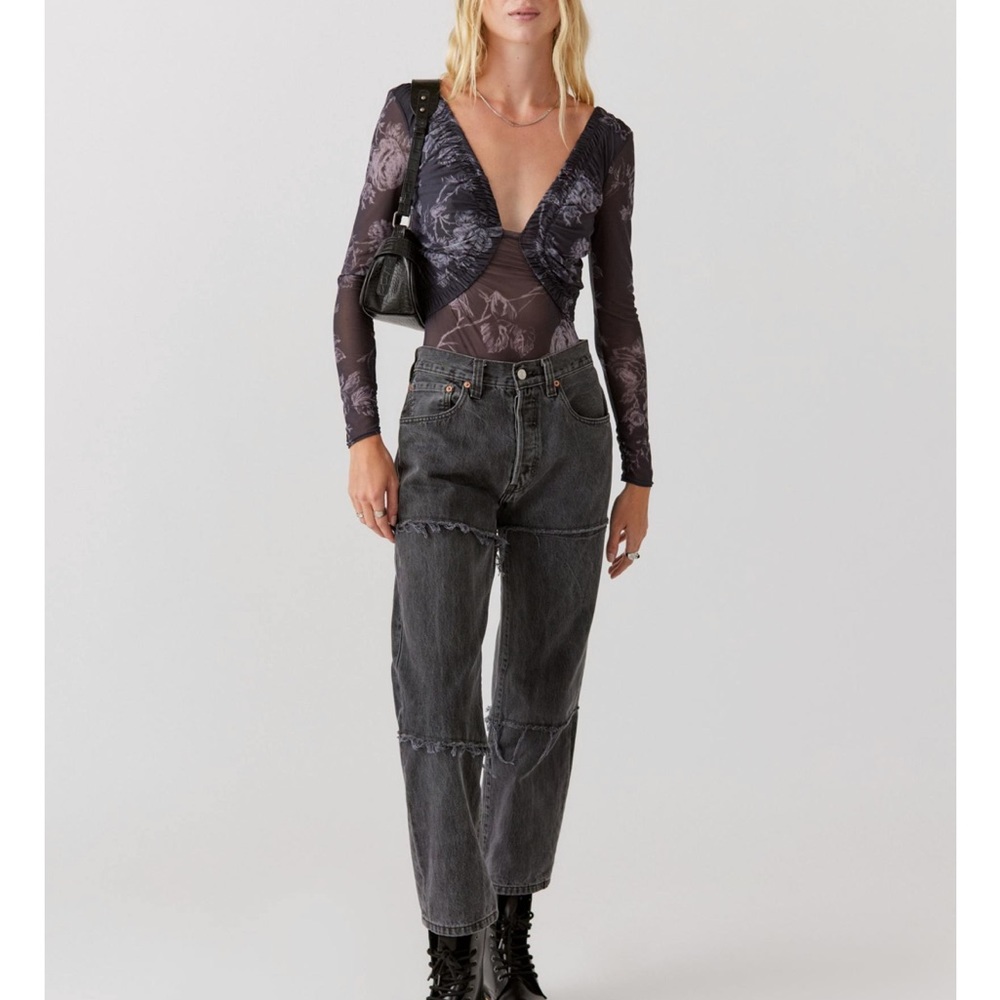 Urban Outfitters Out From Under Marie Semi-Sheer Floral Bodysuit size small
